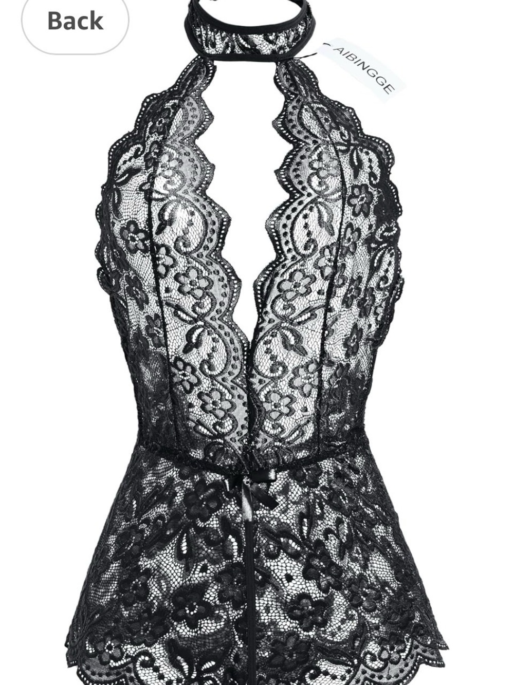 Black Lace Halter Babydoll